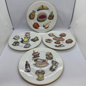 Godinger Limoges Style Trinket Box Dessert Plates Set of 4 Wine Tea Fruit Cake